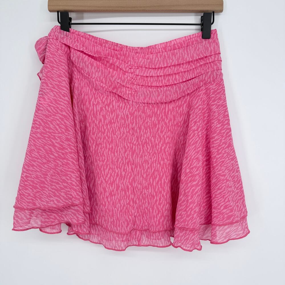 Aerie Pink Chiffon Wrap Mini Skirt Flowy Tiered New Womens Medium - Picture 8 of 11